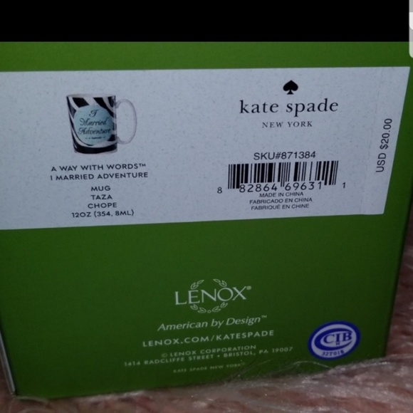 KATE SPADE LENOX I Married Adventure mug. NIB - Picture 5 of 6